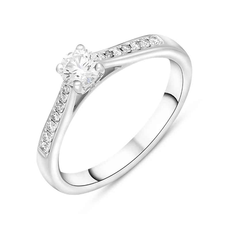 Platinum 0.43ct Diamond Solitaire Side Stone Ring 1 Platinum 0.43ct Diamond Solitaire Side Stone Ring