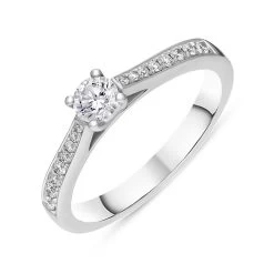 Platinum Diamond Shoulder Set Solitaire Ring