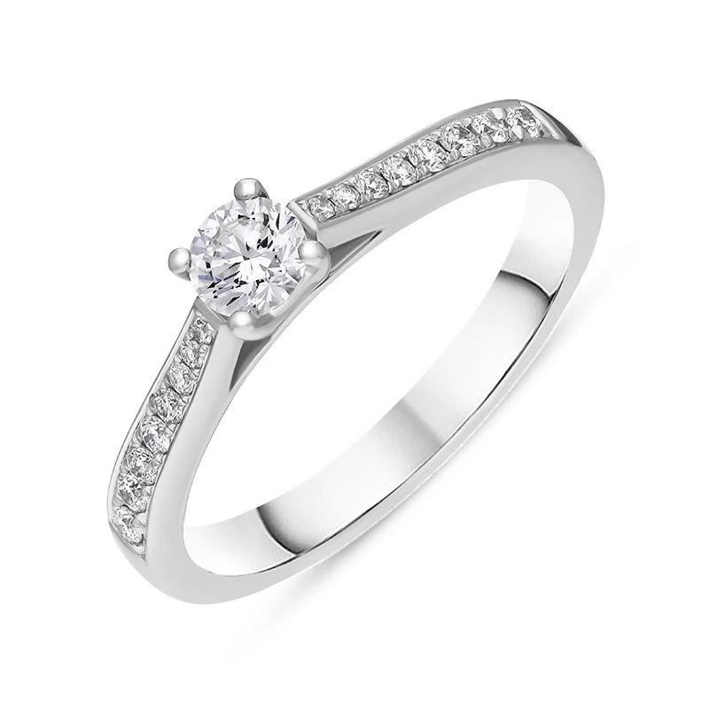 Platinum Diamond Shoulder Set Solitaire Ring 1 Platinum Diamond Shoulder Set Solitaire Ring