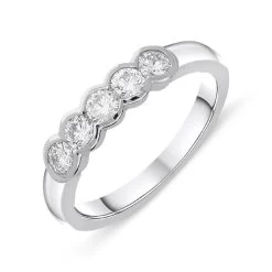 Platinum 0.46ct Diamond Brilliant Cut Bezel Set Wedding Ring