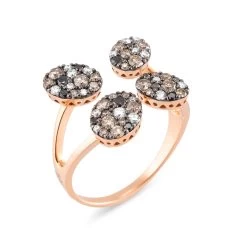 Ponte Vecchio 18ct Rose Gold 0.84ct Coloured Diamond Crossover Ring