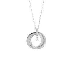 Ponte Vecchio Vega 18ct White Gold Diamond Entwined Circle Necklace