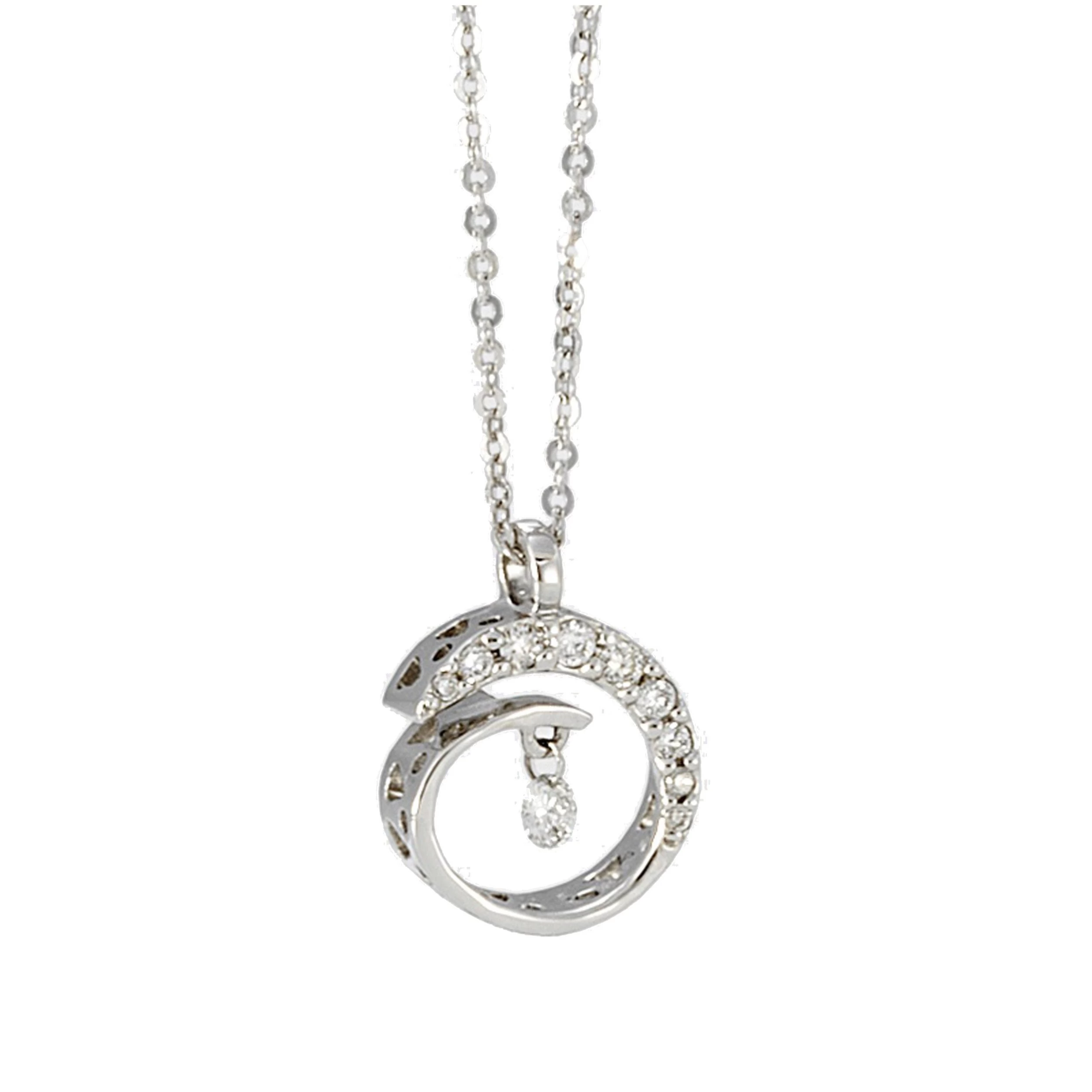 Ponte Vecchio Vega 18ct White Gold 0.12ct Diamond Twist Necklace 1 Ponte Vecchio Vega 18ct White Gold 0.12ct Diamond Twist Necklace