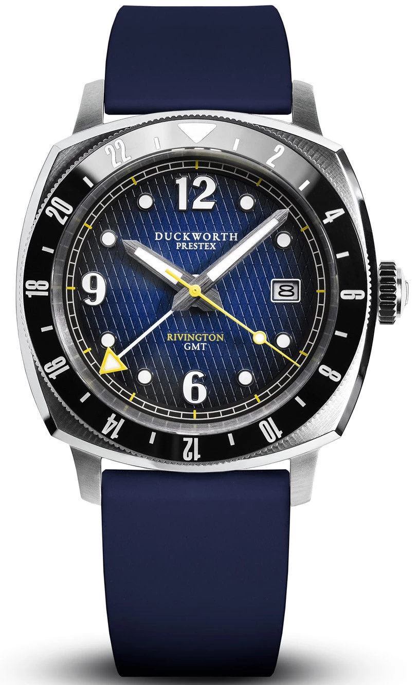 Duckworth Prestex Watch Rivington GMT Blue Fume Blue Rubber Pre-Order 1 Duckworth Prestex Watch Rivington GMT Blue Fume Blue Rubber Pre-Order
