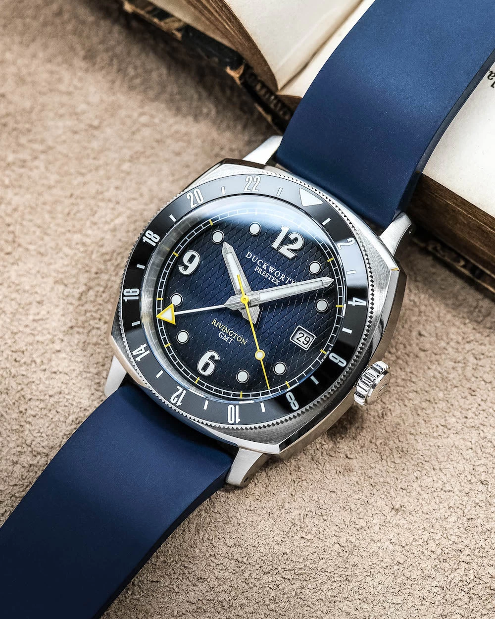 Duckworth Prestex Watch Rivington GMT Blue Fume Blue Rubber Pre-Order 5 Duckworth Prestex Watch Rivington GMT Blue Fume Blue Rubber Pre-Order - Image 5