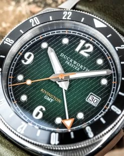 Duckworth Prestex Watch Rivington GMT Green Fume Green Rubber Pre-Order -Boutique Fashion Accessories Store Rivington Green Macro2 d0a27f08 0c75 47b3 986e 65301dce7dd1