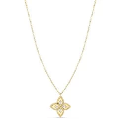 Roberto Coin Princess 18ct Yellow Gold Diamond Pendant Necklace