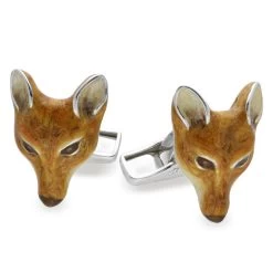 Saturno Sterling Silver Enamel Fox Cufflinks