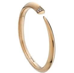 Shaun Leane Sabre 18ct Rose Gold Plated Vermeil Silver Diamond Tusk Bangle D