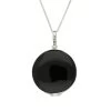Sterling Silver Whitby Jet Heritage Glass Large Round Locket