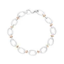 Sterling Silver 9ct Rose Gold Oval Link Handmade Bracelet
