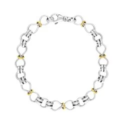 Sterling Silver 9ct Yellow Gold Figure Of Eight Bracelet