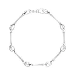 Sterling Silver Handmade Baton Link Bracelet