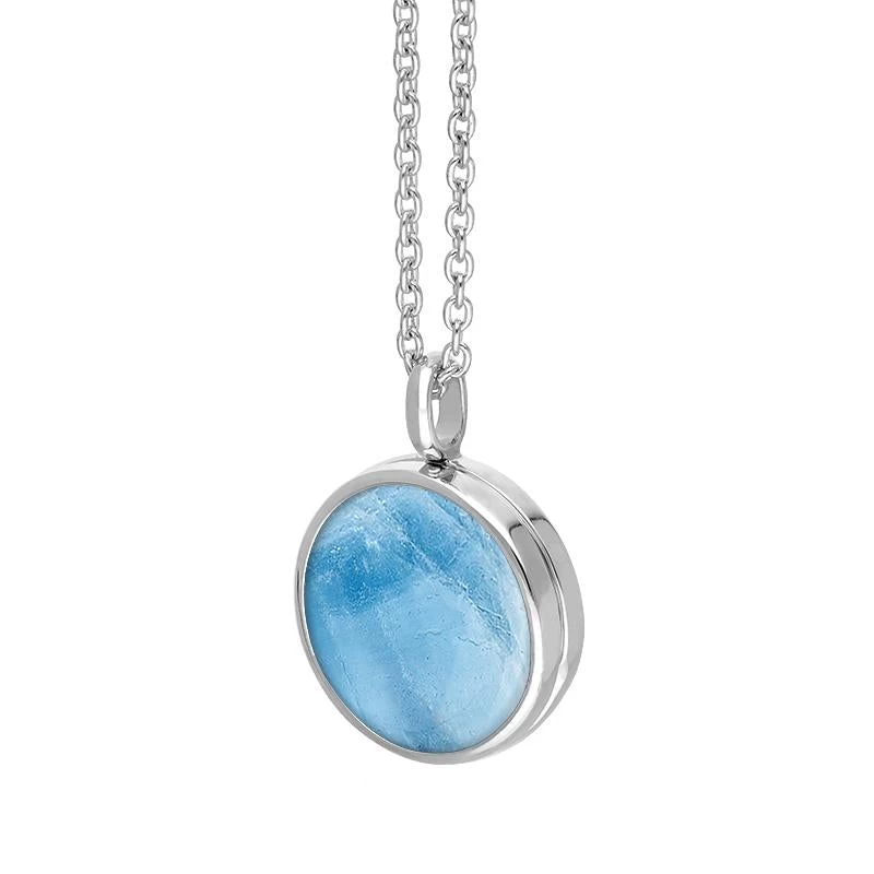 Sterling Silver Aquamarine Small Round Locket 2 Sterling Silver Aquamarine Small Round Locket - Image 2