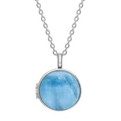 Sterling Silver Aquamarine Small Round Locket