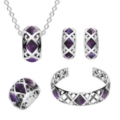 Sterling Silver Blue John Curved Crossover Four Piece Set