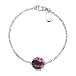 Sterling Silver Blue John Round Locket Chain Bracelet