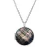 Sterling Silver Dark Mother Of Pearl Large Round Locket