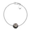 Sterling Silver Dark Mother Of Pearl Round Locket Chain Bracelet