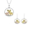 Gold Plated Sterling Silver Reindeer Two Piece Set