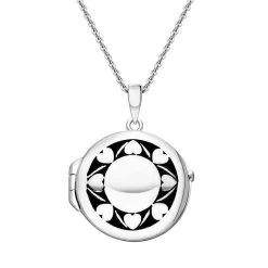 Sterling Silver Heart Edge Round Keepsake Locket
