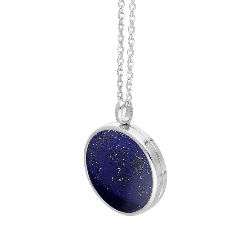 Sterling Silver Lapis Lazuli Medium Round Locket 2 Sterling Silver Lapis Lazuli Medium Round Locket - Image 2
