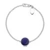 Sterling Silver Lapis Lazuli Round Locket Chain Bracelet