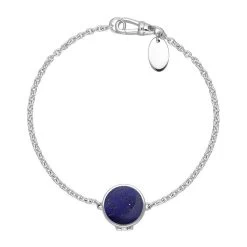 Sterling Silver Lapis Lazuli Round Locket Chain Bracelet