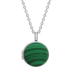 Sterling Silver Malachite Small Round Locket