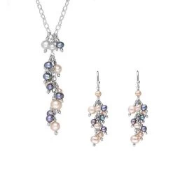 Sterling Silver Multicoloured Pearl Bead Drop Piece Set