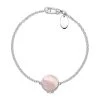 Sterling Silver Pink Mother Of Pearl Round Locket Chain Bracelet