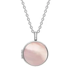 Sterling Silver Pink Mother Of Pearl Small Round Locket