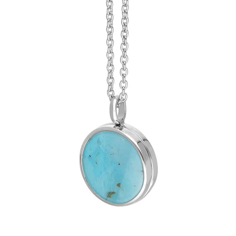 Sterling Silver Turquoise Small Round Locket 2 Sterling Silver Turquoise Small Round Locket - Image 2