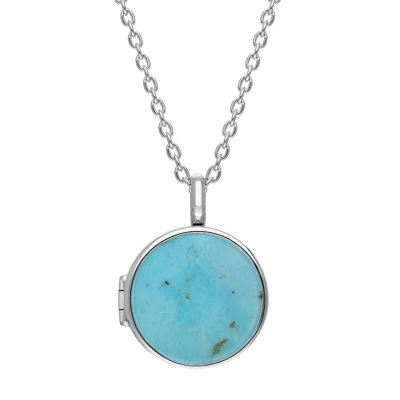 Sterling Silver Turquoise Small Round Locket 1 Sterling Silver Turquoise Small Round Locket