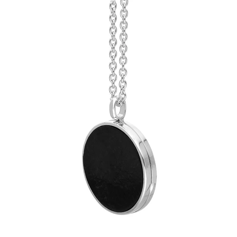 Sterling Silver Whitby Jet Large Round Locket 2 Sterling Silver Whitby Jet Large Round Locket - Image 2