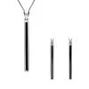 Sterling Silver Whitby Jet Long Slim Two Piece Set