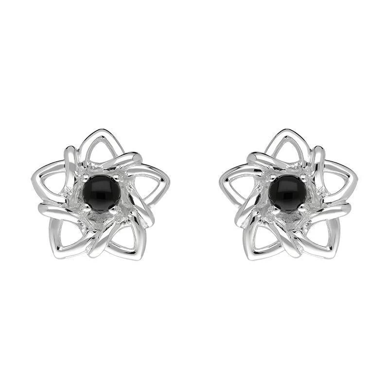 Sterling Silver Whitby Jet Open Star Flower Two Piece Set 3 Sterling Silver Whitby Jet Open Star Flower Two Piece Set - Image 3
