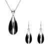 Sterling Silver Whitby Jet Pear Drop Two Piece Set