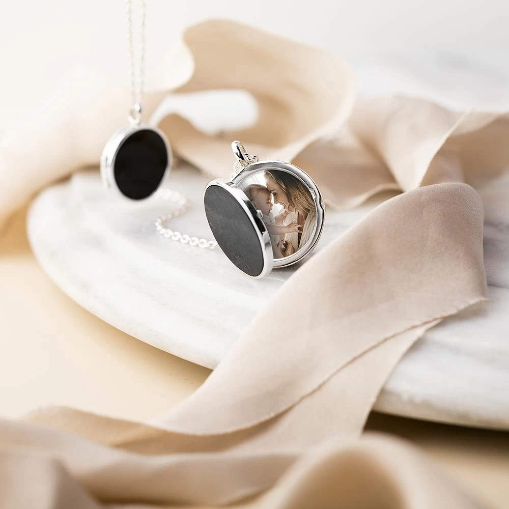 Sterling Silver Whitby Jet Small Round Locket 5 Sterling Silver Whitby Jet Small Round Locket - Image 5