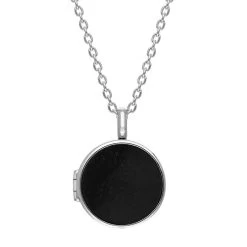 Sterling Silver Whitby Jet Small Round Locket
