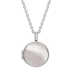 Sterling Silver White Mother Of Pearl Small Round Locket