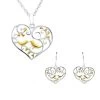 Yellow Gold Plated Sterling Silver Bird And Vine Open Heart Two Piece Set