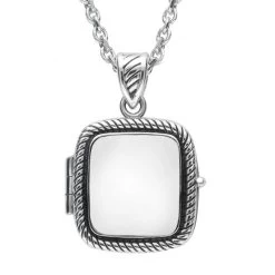Sterling Silver Bauxite Cushion Rope Edge Locket