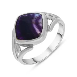 Sterling Silver Blue John Cushion Cut Ring