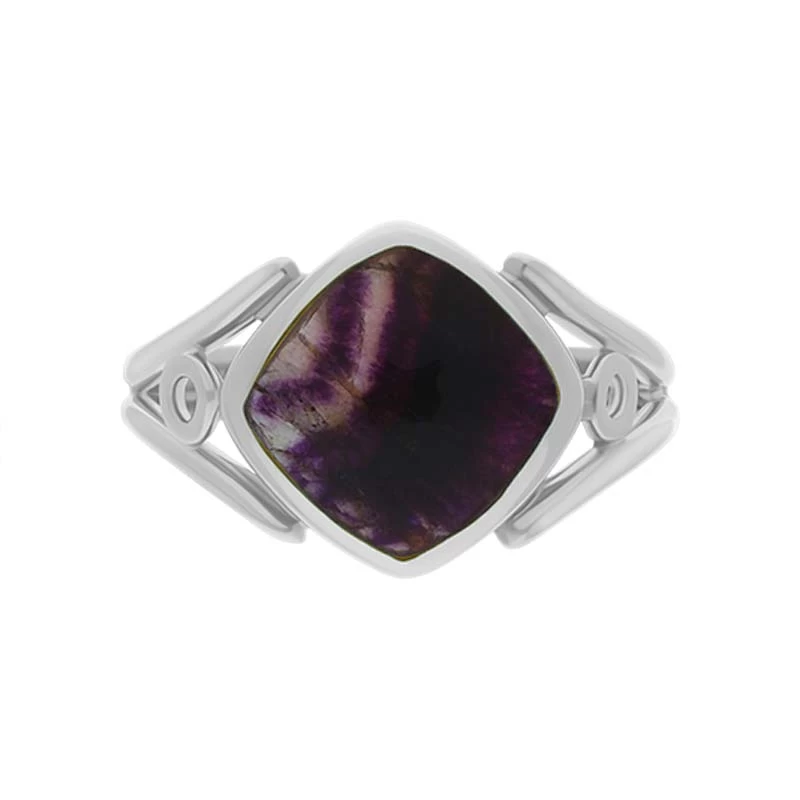 Sterling Silver Blue John Cushion Cut Ring 2 Sterling Silver Blue John Cushion Cut Ring - Image 2
