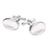 Sterling Silver Mother Of Pearl Oval Cushion Cufflinks