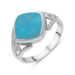 Sterling Silver Turquoise Cushion Cut Ring