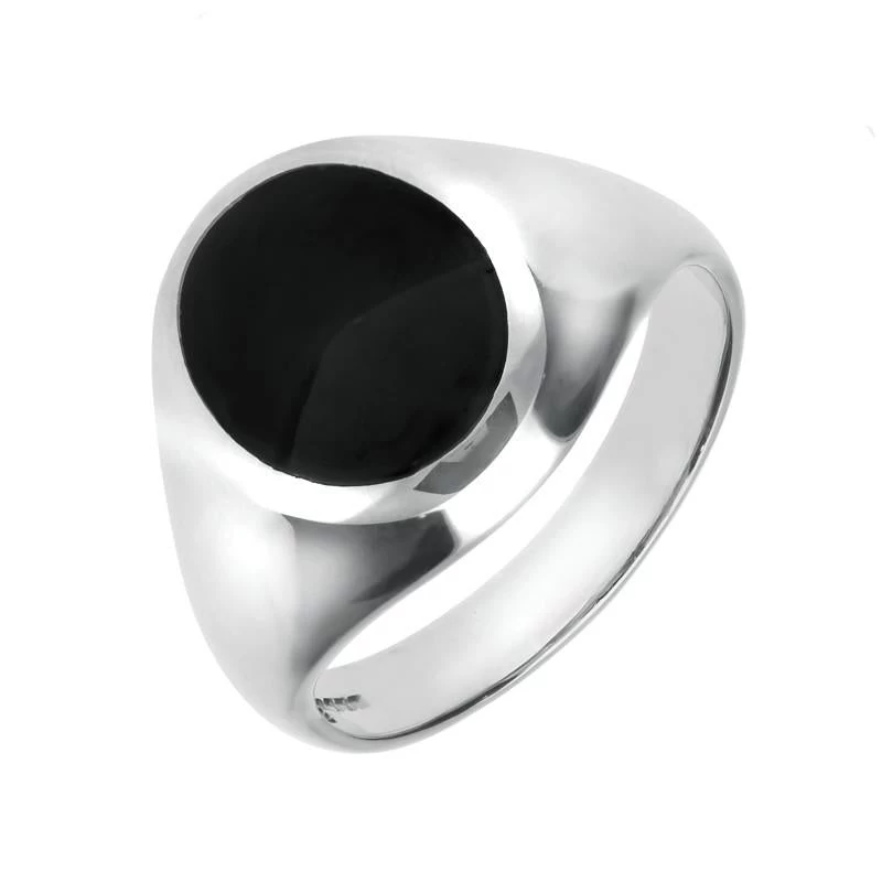 Sterling Silver Whitby Jet Medium Oval Signet Ring 1 Sterling Silver Whitby Jet Medium Oval Signet Ring