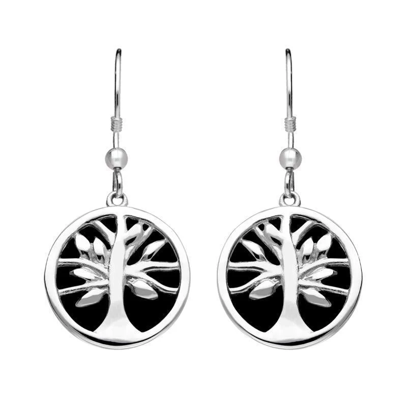 Sterling Silver Whitby Jet Medium Round Tree Of Life Two Piece Set - Image 3
