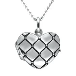 Sterling Silver Padded Heart Locket Necklace